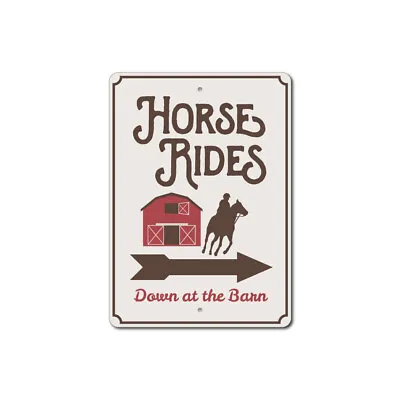 Horse Rides Sign Horse Barn Decor Horse Barn Aluminum Metal Decor Sign • $21.15