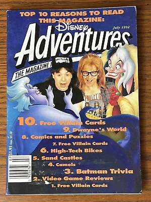 $14.99 • Buy DISNEY ADVENTURES MAGAZINE July 1992 VILLAIN TRADING CARDS Cruella Luke Perry