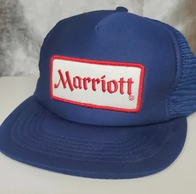 VTG Marriott Trucker Hat Foam Mesh M/L Snapback Blue Patch Cap Very GOOD Shape • $21.22