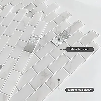 4x BeNice Peel And Stick Backsplash Kitchen Wall Tile Stickers Metal Panel White • $17.95