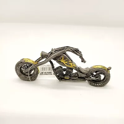 Motorcycle With Gold Flames Pewter Figurine 2  Tall 5.75    Long New • $14.50