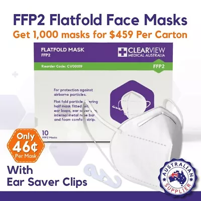 Face Masks FFP2 1000pcs (Flatfold) - DISCOUNTED BULK ORDERS & FREE SHIPPING • $459