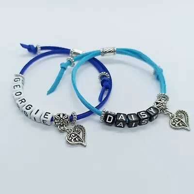 Personalised Name Bracelet Heart Charm Valentine Gift Family  Present  • £4.49