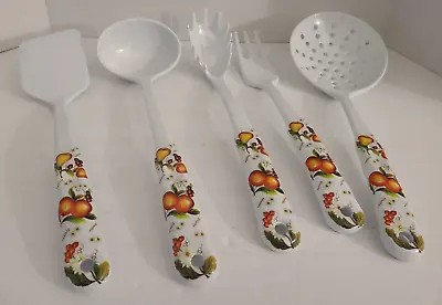 5 Pc Melamine Ware Kitchen Utensils Set White - FRUIT COLLECTION • $39.99