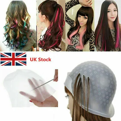 £4.90 • Buy Professional Reusable Hair Coloring Magic Cap Rubber Cap Streaking With Hook *UK