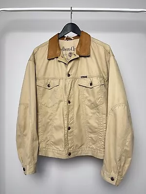 Men's VTG Marlboro Classics Jacket Cotton Leather CollarCamel Jacket Coat Sz L • $65