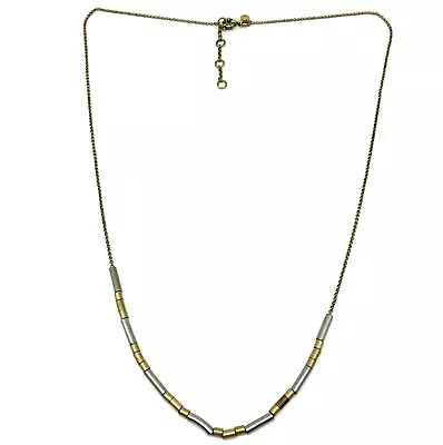 J Crew Thin Chain Necklace Long Metal Tube Beads Silver Gold Tones Dainty • $7.99