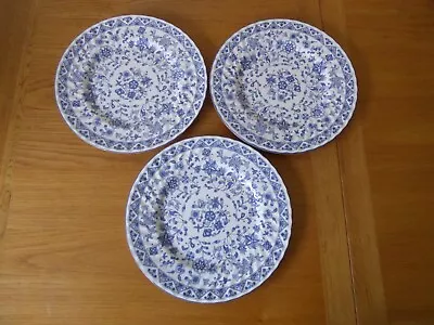 3 Minton Shalimar Dinner Plates - Blue & White • £35