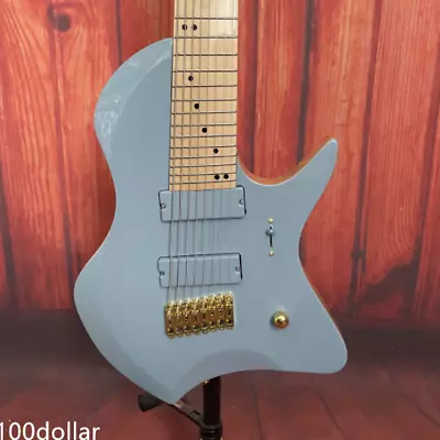 8 String Solid Body Gray Electric Guitar Fanned 24 Fret Maple Neck Fast Shipping • $189.05