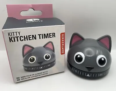 Kikkerland Gray Kitty Cat Kitchen Wind Up Egg Timer 60 Minutes Kitchen Clock • $6