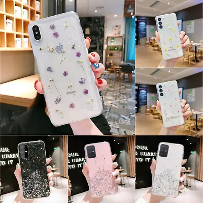 For Samsung S24 Ultra S23 S21 FE S10 A14 A52s Case Glitter Clear Shockproof Cove • £4.29