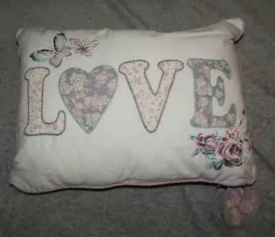 £1.50 • Buy Quilted Zippered Cushion Butterflies Roses LOVE 35 X 30 X 10cm