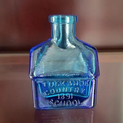 TUCKAHOE Country School 1891 Blue Ink Bottle Wheaton NJ • $9.50