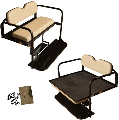 EZGO RXV Flip Seat Kit Oyster White – Rear Back Seat Cushions 2008-Up