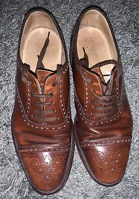 Charles Tyrwhitt Mens Brogue Leather Shoes Brown Size 7 • £41.82