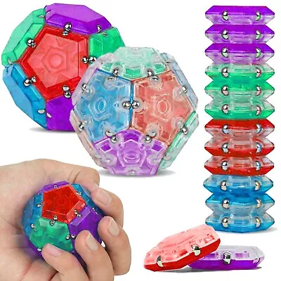 Geode Magnetic Fidget Sphere - Pentagons 12-Piece Set - Aqua  Fun Desk Toy • $16.73