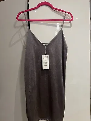 New Zara  Dark Grey Satin Dress Size M Fabulous • £8.99