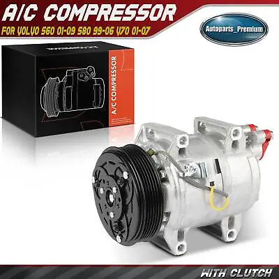 A/C Compressor With Clutch For Volvo S60 01-09 S80 99-06 V70 01-07 XC70 03-07 • $128.99
