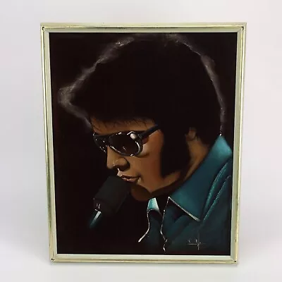 Vintage Framed Velvet Elvis - 21  X 17  • $200