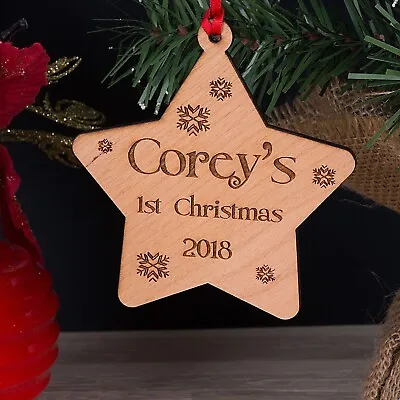 PERSONALISED Baby's First Christmas Tree Decoration 2023 Baby Boy Girl  Star • £3.95