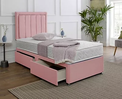 *NEW* Pink Single Divan Bed 2FT6/3FT Mattress & Headboard + Draws Kids & Adults • £102.71