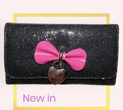Claire's Black Sequin Wallet With Pink Bow And Heart Locket • $22