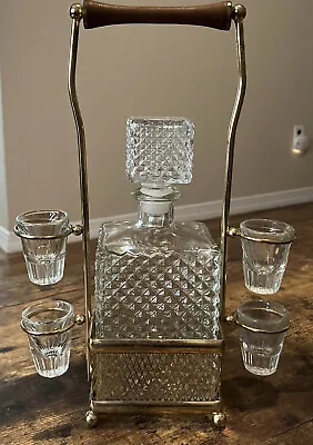 Vintage Liquor Decanter Shot Glasses & Stand • $34.99