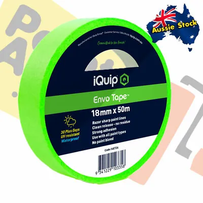IQuip 30-day ENVO Masking Tape Roll 18mm X 50m UV Resistant & Waterproof - BULK! • $2.34