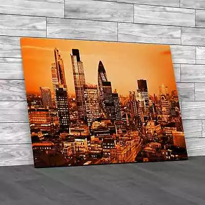 City Of London Skyline Orange Canvas Print Large Picture Wall Art • £18.95