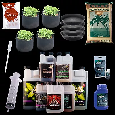 Indoor Grow Kit Hornet Nutrients 4 Pot Complete CANNA Coco Bundle Hydroponics PH • £94.99