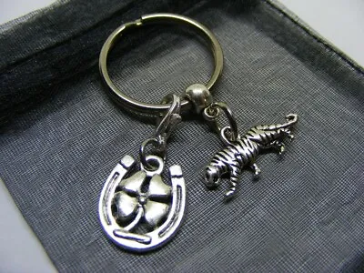 £3.95 • Buy Tiger & Lucky Clover Horseshoe Charm Keyring With Gift Bag (NC)