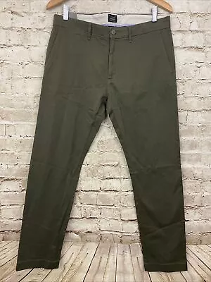 J.CREW MEN’S 484 SLIM CHINO PANTS GREEN 32 X 30 Flat Front NWT • $38