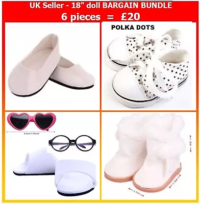 Bundle 18  Doll Clothes Shoes Trainers Boots Glasses Our Generation Baby Born AG • £4