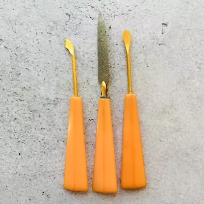 Peach Bakelite Handle Vintage Manicure Set Of 3 • $11.95