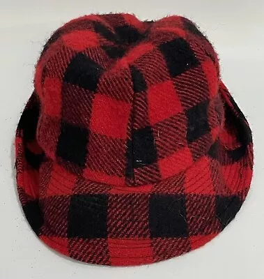 Vintage Woolrich Red Plaid Deer Hunting Fitted Hat Cap Size Large Trapper • $49