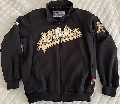 Oakland A's Athletics Majestic Black Therma Team Issue Dugout Full Zip Jacket  L • $99.99
