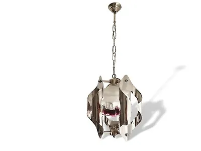 Italian Vintage 60s Mazzega Style Statement Chromed Ceiling Light Fixture Lamp  • $209.30