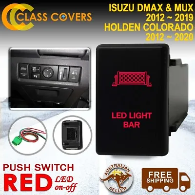 12V Push Switch LED LIGHT BAR For Holden Colorado Isuzu DMax MUX RED • $23