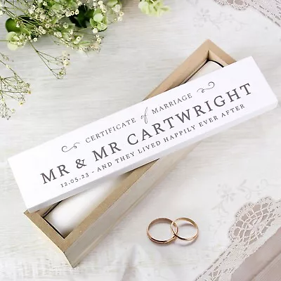 Personalised Wedding Certificate Holder Marriage Gift Wooden Keepsake • £20.49