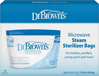 Dr. Brown's Microwave Sterilizer Bags For Baby Bottles - Travel And Reusable 5- • £13.74