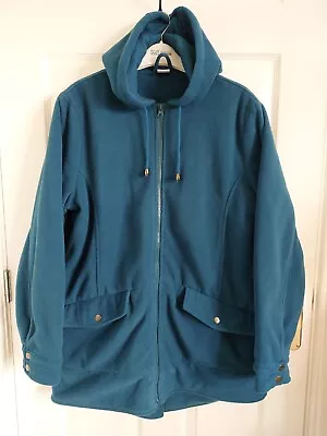 Ladies Cotton Traders Teal Green Fleece Coat Jacket Size 14  • £15