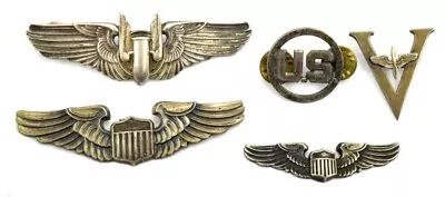 STERLING SILVER MILITARY WINGS  AVIATION BADGES Parts Lot Of 5 • $99.99