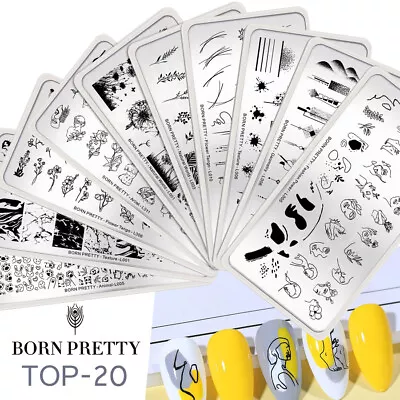 BORN PRETTY TOP-20 Stamping Plates Flower Leaves Art Stencil Nail Stamp Template • £3.11