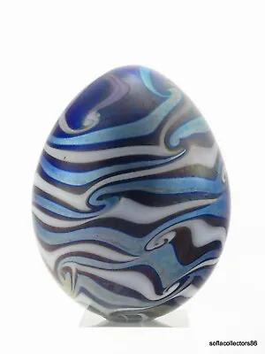 Vandermark Art Nouveau Style Iridescent Blue & Opal King Tut Pattern Hollow Egg • $129