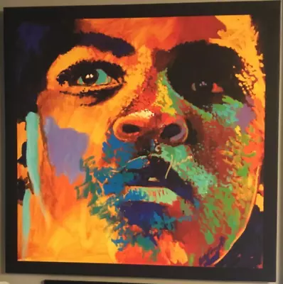 Muhammad Ali Stretched Autograph 33”x33” Face Up Close Simon Bull Canvass • $4295.95