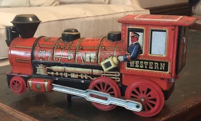 Vintage Modern Toys Japan Western Red Locomotive Toy Tin Train Engine *Runs* • $55