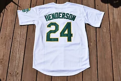 New! Rickey Henderson Athletics A's White Home Baseball Jersey Adult Men's Small • $45