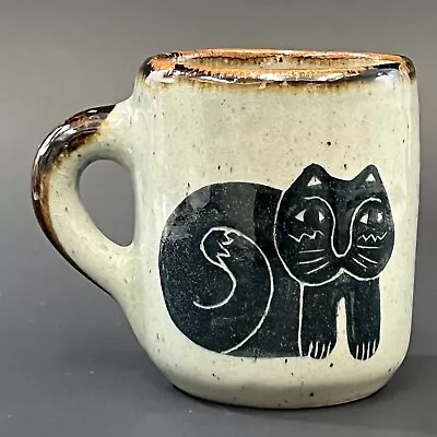 VTG Cocotizan Mexican Pottery Small Black Cat Gato Coffee Mug • $19.95