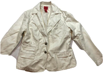 $23.40 • Buy Cristina V Womens White Xl Double Breasted Leather Feel Polyurethane Jacket 1112