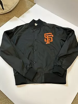 Vintage Starter SF Giants Satin Jacket Small  Black Bomber • $90